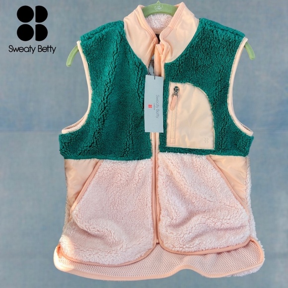 SWEATY BETTY Pennine Faux Shearling ColorBlock Zip-Front Spring/Fall Vest NWT/Sm - Picture 6 of 12